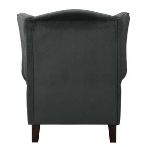 Oorfauteuil Colmar Velours Vaia: Donkergrijs - Met hocker