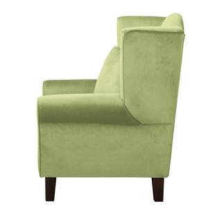 Fauteuil à oreilles Colmar Velours Vaia: Vert pomme - Avec repose-pieds