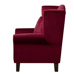 Fauteuil à oreilles Colmar Velours Vaia: Rouge foncé - Avec repose-pieds