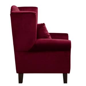 Fauteuil à oreilles Colmar Velours Vaia: Rouge foncé - Avec repose-pieds