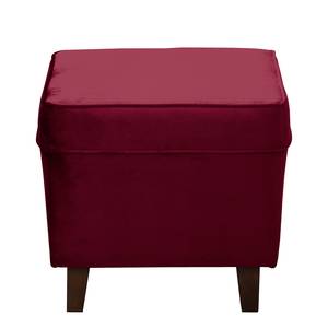 Oorfauteuil Colmar Velours Vaia: Donkerrood - Met hocker