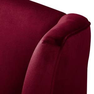 Fauteuil à oreilles Colmar Velours Vaia: Rouge foncé - Avec repose-pieds