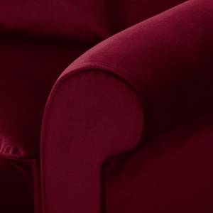 Fauteuil à oreilles Colmar Velours Vaia: Rouge foncé - Avec repose-pieds