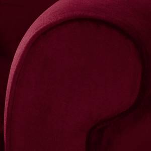 Fauteuil à oreilles Colmar Velours Vaia: Rouge foncé - Avec repose-pieds