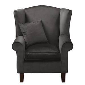 Oorfauteuil Colmar Velours Ravi: Grijs - Met hocker