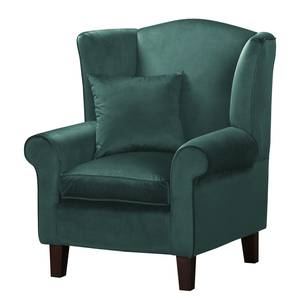 Oorfauteuil Colmar Velours Ravi: Petrolkleurig - Met hocker