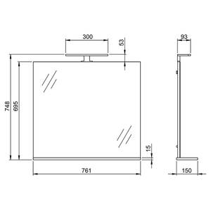 Salle de bain Torrance VI (3 éléments) Avec éclairage - Imitation chêne Grandson / blanc - Largeur : 109 cm
