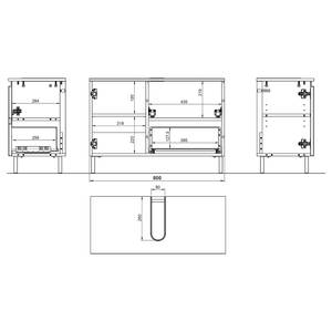 Salle de bain Torrance XIII (3 éléments) Avec éclairage - Imitation chêne Grandson / blanc - Largeur : 129 cm