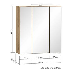 Spiegelschrank Roccolo Inklusive Beleuchtung - Wotaneiche Dekor - Breite: 60 cm