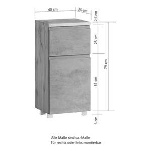 Lage kast Roccolo Concrete look - Breedte: 40 cm