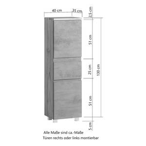 Midischrank Roccolo I Matt Grau - Breite: 40 cm