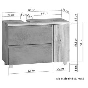 Meuble sous vasque Roccolo II Gris mat - Alignement à gauche