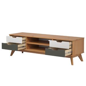 Tv-meubel Scandik II massief grenenhout - grenenhout wit/grijs