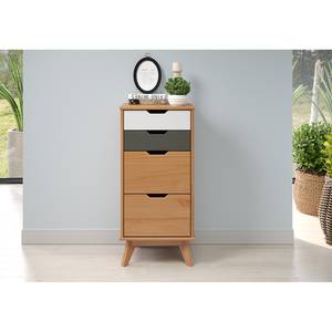 Commode Scandik Pin massif - Pin blanc / Gris