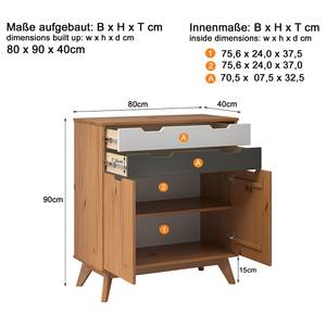 Ladekast Scandik III massief grenenhout - grenenhout wit/grijs