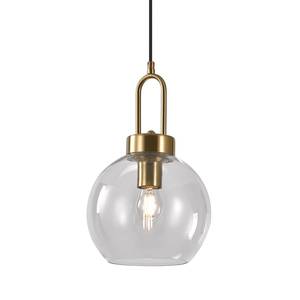 Hanglamp Lotun I glas/messing - 1 lichtbron - Wit