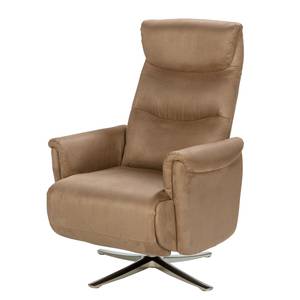 Relaxfauteuil Gandia microvezel/ijzer - nougatkleurig/chroomkleurig