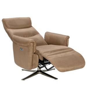 Relaxfauteuil Gandia microvezel/ijzer - nougatkleurig/chroomkleurig