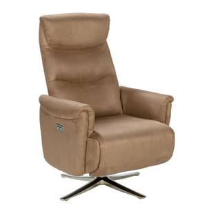 Relaxfauteuil Gandia microvezel/ijzer - nougatkleurig/chroomkleurig