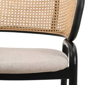 Set di 2 sedie con braccioli Mataro Rattan e tessuto / Ferro - Beige / Nero