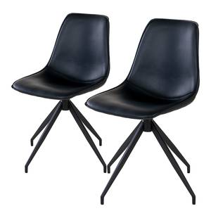 Chaises Moss (lot de 2) Imitation cuir - Noir / Métal - Noir - Noir