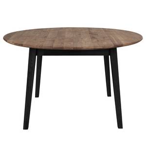 Table Solna Chêne massif / Métal - Noir / Diamètre : 140 cm - Chêne foncé