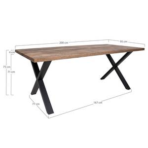 Eettafel Mora massief eikenhout/metaal - zwart - 200 x 95 cm - Lichte eikenhouten