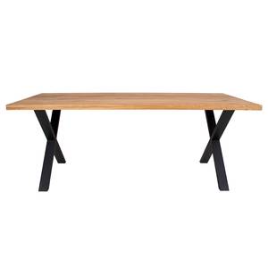 Eettafel Mora massief eikenhout/metaal - zwart - 200 x 95 cm - Donkere eikenhout