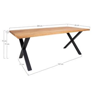 Eettafel Mora massief eikenhout/metaal - zwart - 200 x 95 cm - Donkere eikenhout