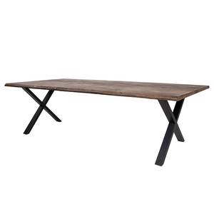 Eettafel Trelleborg II massief eikenhout/metaal - zwart - 300 x 100 cm - Donkere eikenhout