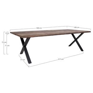 Eettafel Trelleborg II massief eikenhout/metaal - zwart - 300 x 100 cm - Donkere eikenhout