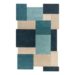 Wollen vloerkleed Collage wol - turquoise - 150 x 240 cm - 150 x 240 cm