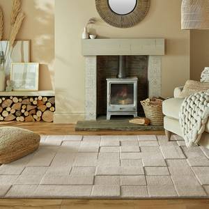 Tapis en laine Checkerboard Laine - Beige - 120 x 170 cm - 120 x 170 cm