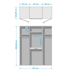 Armoire pour machine à laver Kielce V Blanc - Noir - Largeur : 157 cm