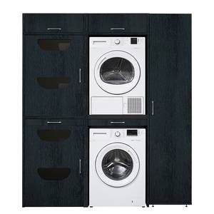 Armoire pour machine à laver Kielce VI Blanc - Noir - Largeur : 179 cm