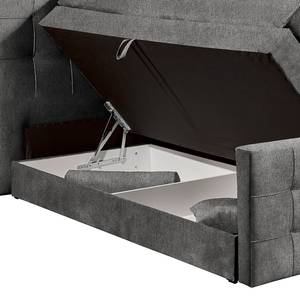 Lit boxspring Bellwood Avec tête de lit - Tissu Gleni: Anthracite - 180 x 200cm