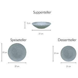 Tellerset SOFIA Stone (12-tlg.) Porzellan - Grau - 12-teilig