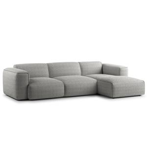 Ecksofa HUDSON 3-Sitzer mit Longchair Bouclé Stoff Bony: Grau - Breite: 284 cm - Longchair davorstehend rechts