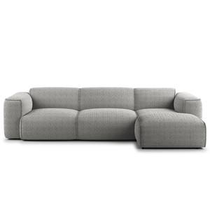 Ecksofa HUDSON 3-Sitzer mit Longchair Bouclé Stoff Bony: Grau - Breite: 284 cm - Longchair davorstehend rechts