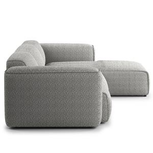 Ecksofa HUDSON 3-Sitzer mit Longchair Bouclé Stoff Bony: Grau - Breite: 284 cm - Longchair davorstehend rechts