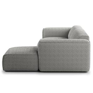 Ecksofa HUDSON 3-Sitzer mit Longchair Bouclé Stoff Bony: Grau - Breite: 284 cm - Longchair davorstehend rechts