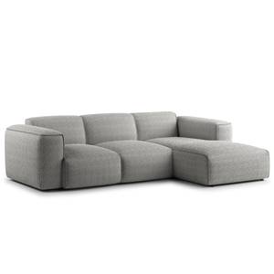 Hoekbank HUDSON 3-zits met chaise longue Bouclé Stof Bony: Grijs - Breedte: 251 cm - Longchair vooraanzicht rechts