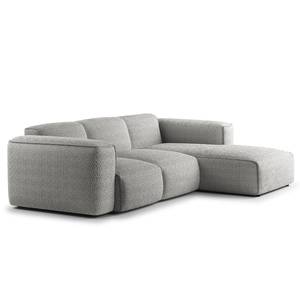 Hoekbank HUDSON 3-zits met chaise longue Bouclé Stof Bony: Grijs - Breedte: 251 cm - Longchair vooraanzicht rechts