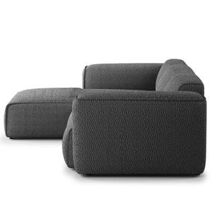 Ecksofa HUDSON 3-Sitzer mit Longchair Bouclé Stoff Bony: Anthrazit - Breite: 251 cm - Longchair davorstehend links