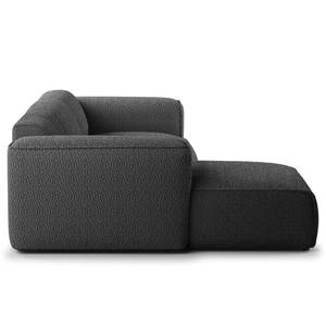 Ecksofa HUDSON 3-Sitzer mit Longchair Bouclé Stoff Bony: Anthrazit - Breite: 251 cm - Longchair davorstehend links