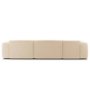 Canapé d’angle 3 places HUDSON Bouclé Tissu Bony: Beige - Largeur : 317 cm - Méridienne courte à gauche (vue de face)