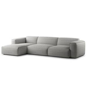 Ecksofa HUDSON 3-Sitzer mit Longchair Bouclé Stoff Bony: Grau - Breite: 317 cm - Longchair davorstehend links