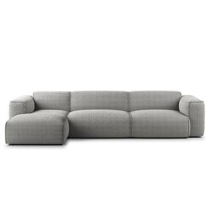 Ecksofa HUDSON 3-Sitzer mit Longchair Bouclé Stoff Bony: Grau - Breite: 317 cm - Longchair davorstehend links