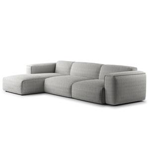 Divano angolare a 3 posti HUDSON Bouclé Tessuto Bony: grigio - Larghezza: 317 cm - Longchair preimpostata a sinistra