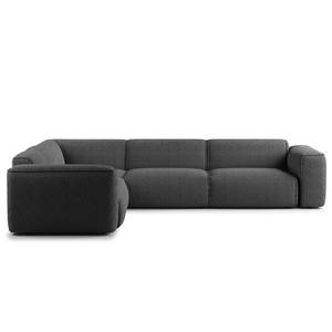 Ecksofa HUDSON mit Rundecke Bouclé Stoff Bony: Anthrazit - Ecke davorstehend links